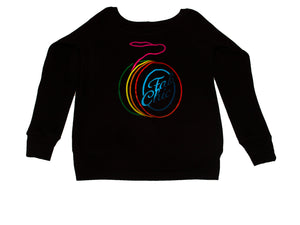 Fab Chic - Black Wideneck Logo Sweatshirt